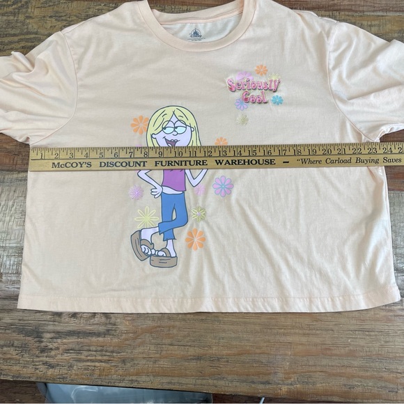Disney Lizzie McGuire cartoon printed light peachy short sleeve top XL boxy - Picture 5 of 9